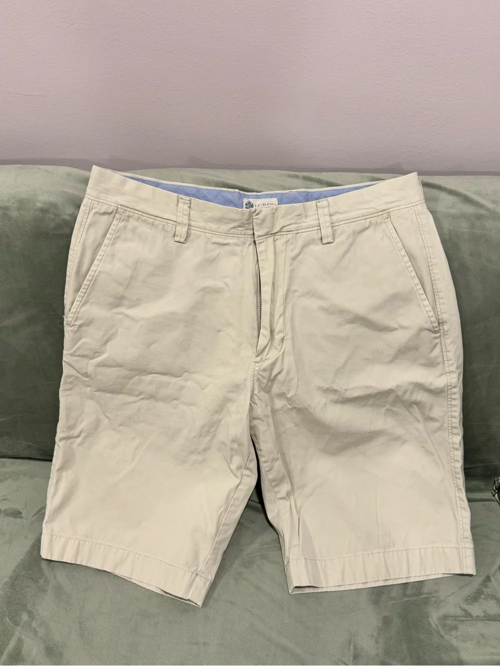 J.CREW • Khaki Chino Shorts Men's Size 31 Beige Cotton Flat Front Casual Preppy